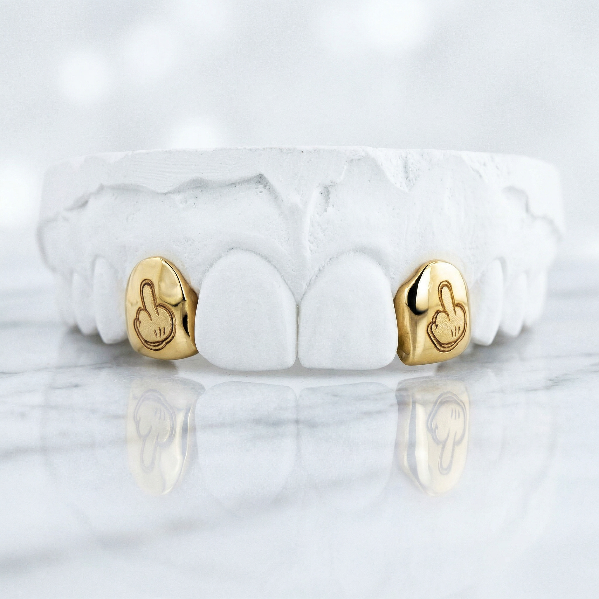 JDTK-ENG15252-3- Two Engraved Teeth with any Letters, Logo, or Design