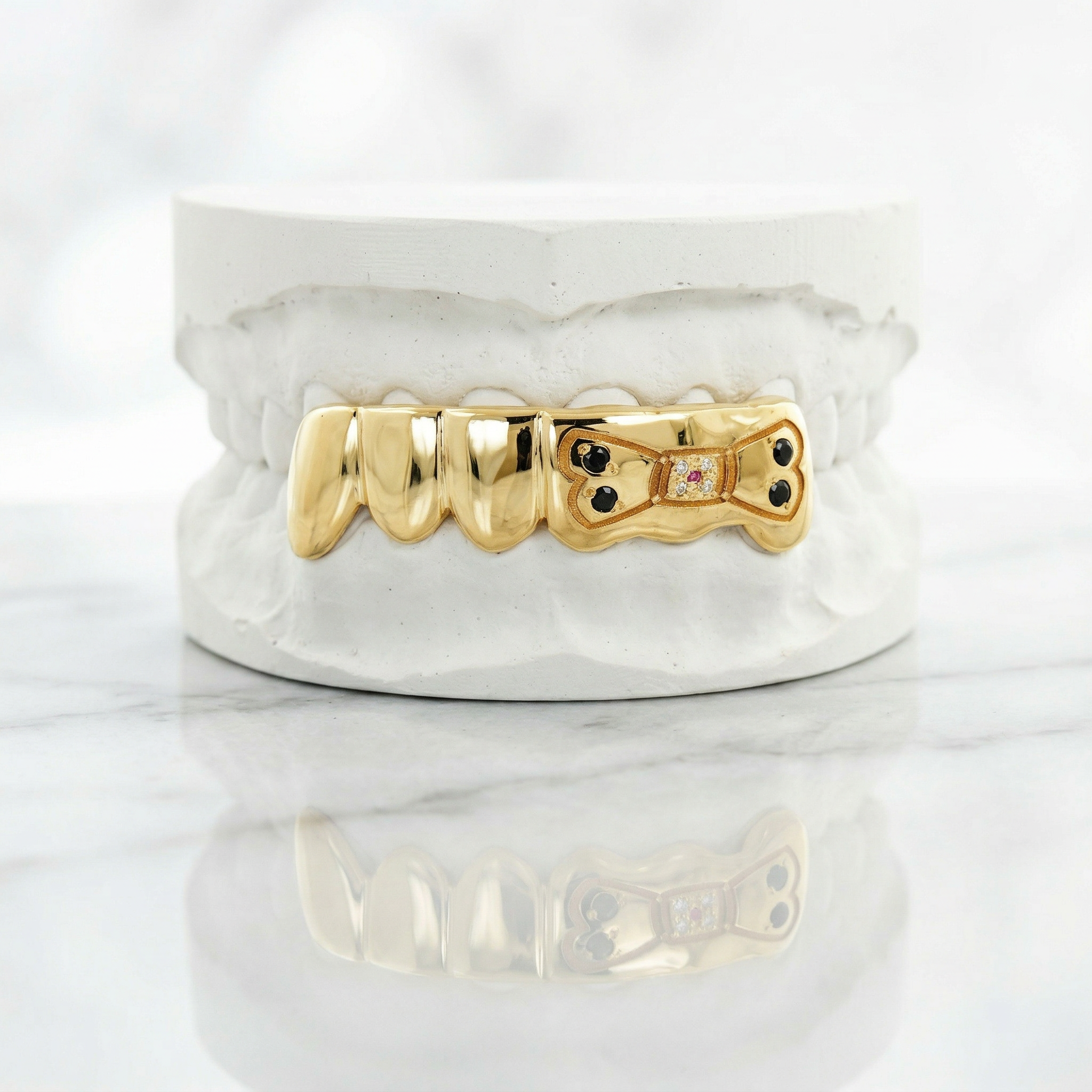 JDTK-S141124-1 6 Teeth In Yellow Gold with Engraved Dog Bone