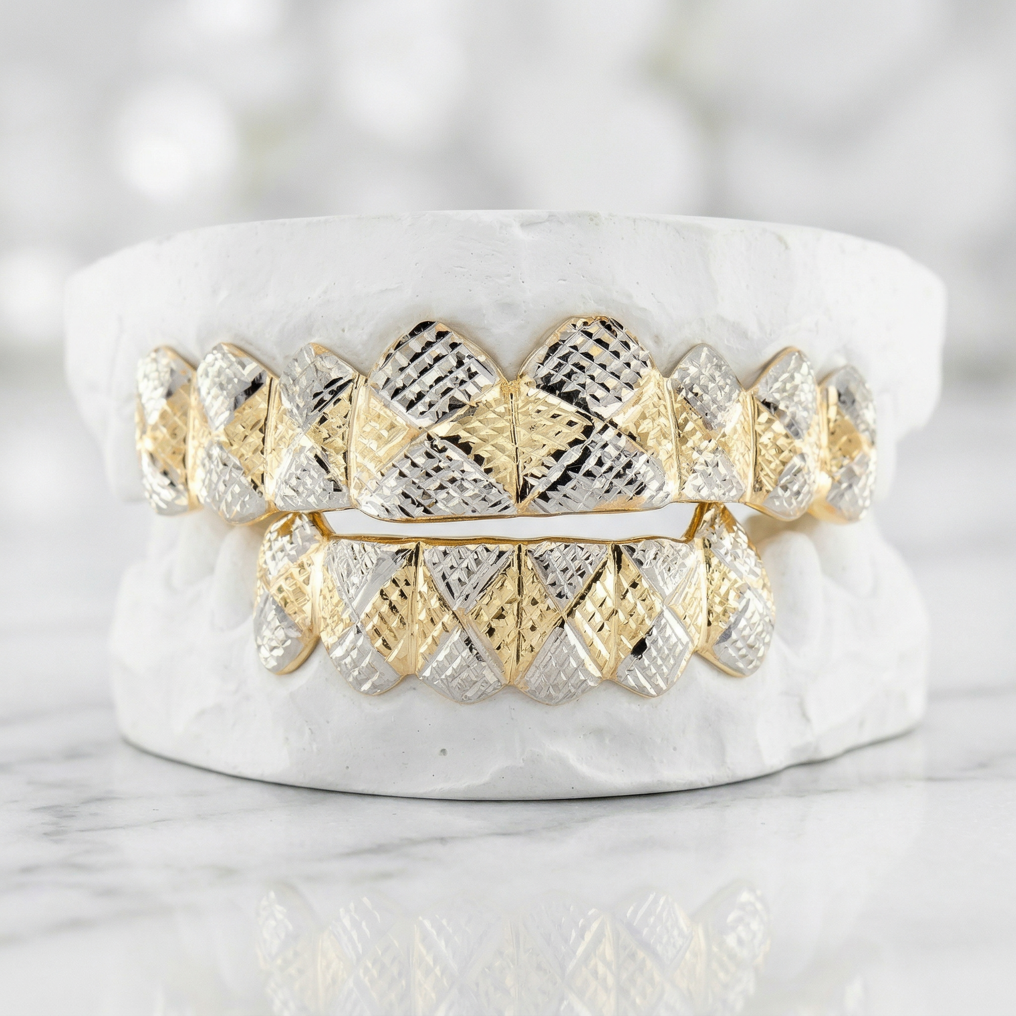 JDTK-S161602-1A  Deep Diamond Cuts Two Tone Grillz