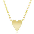 Sterling Silver Polished Heart Paperclip Necklace - Gold Plated - Johnny Dang & Co