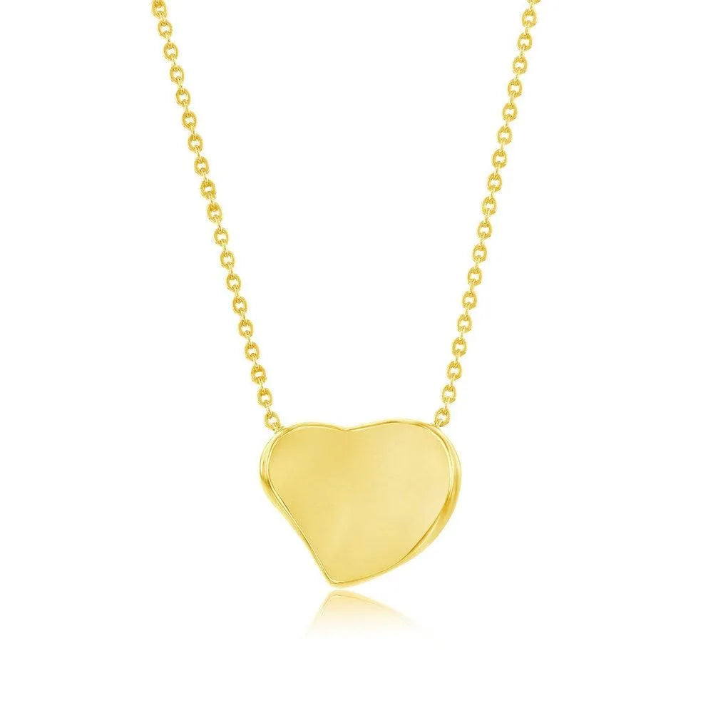 Sterling Silver, Polished Heart Necklace - Gold Plated - Johnny Dang & Co