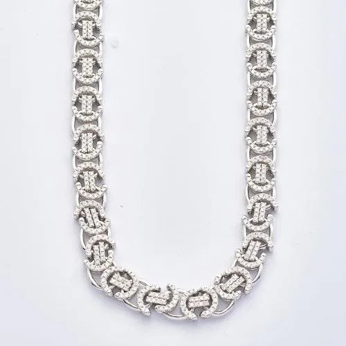 10KW 11.00CTW DIAMOND FLAT BYZANTINE LINK CHAIN - Johnny Dang & Co