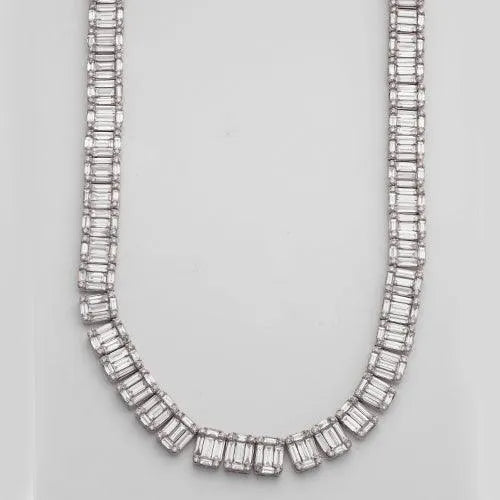 14KW 46.00CTW BAGUETTE NECKLACE - Johnny Dang & Co