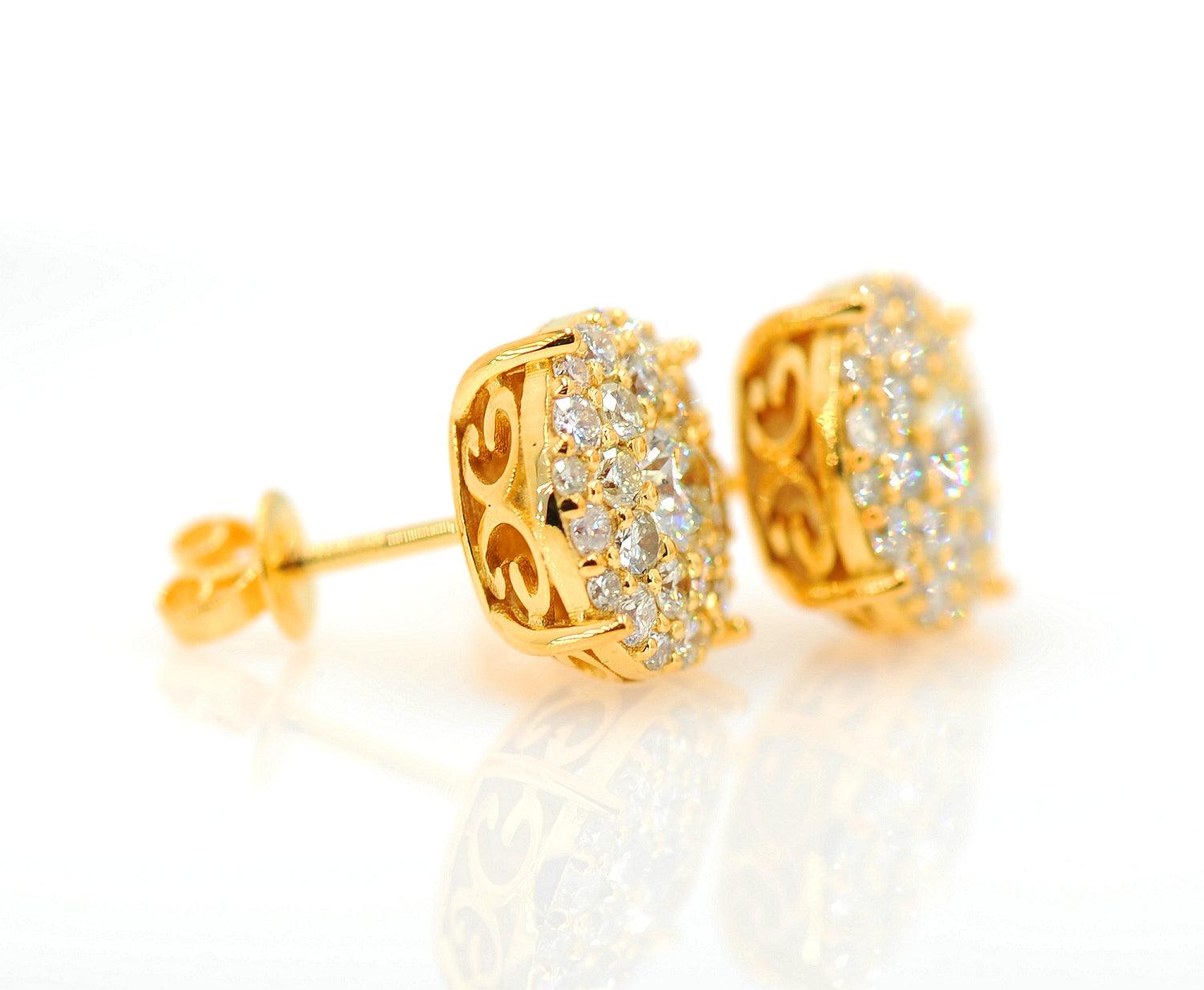 JDTK-CL1180W- 14K 2.2 CTTW DIAMOND CLUSTER MICRO PAVE EARRINGS - Johnny Dang & Co