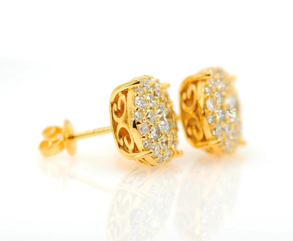 JDTK-CL1180W- 14K 2.2 CTTW DIAMOND CLUSTER MICRO PAVE EARRINGS - Johnny Dang & Co