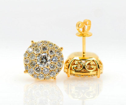 JDTK-CL1180W- 14K 2.2 CTTW DIAMOND CLUSTER MICRO PAVE EARRINGS - Johnny Dang & Co