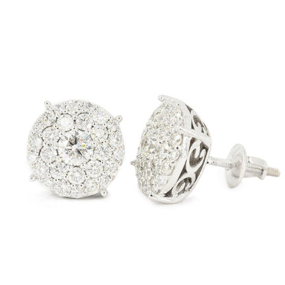 JDTK-CL1180W- 14K 2.2 CTTW DIAMOND CLUSTER MICRO PAVE EARRINGS - Johnny Dang & Co