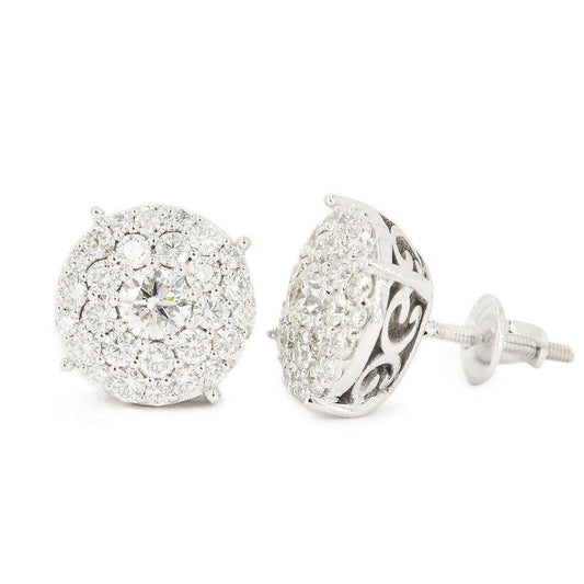 JDTK-CL1180W- 14K 2.2 CTTW DIAMOND CLUSTER MICRO PAVE EARRINGS - Johnny Dang & Co