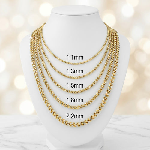 10KT Gold Solid Diamond Cut Franco Chains