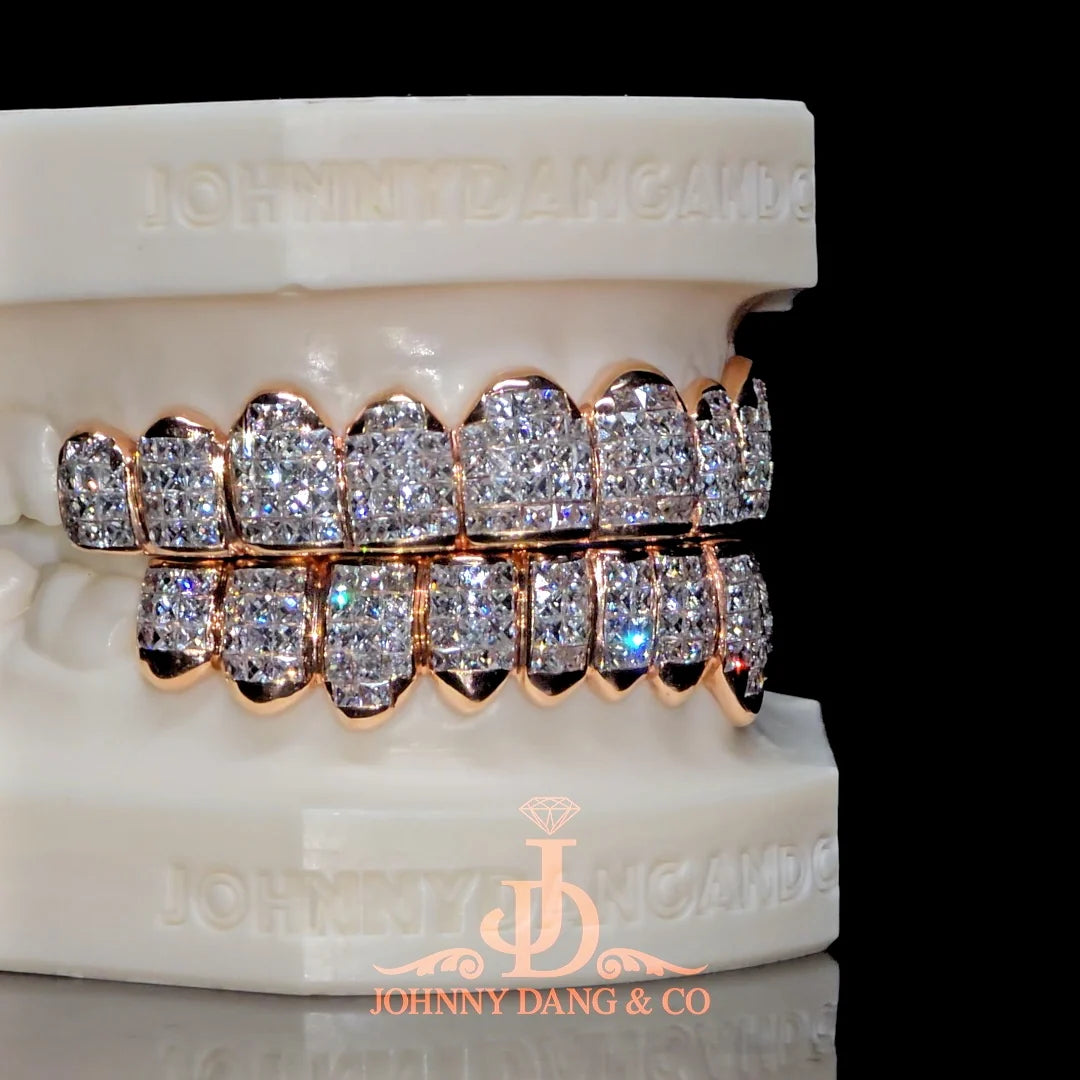JDWR-2026-10 Flawless "French Cut" Invisible Set Grillz Rose Gold (Pullout)
