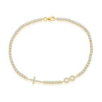 Sterling Silver Infinity & Cross Tennis Anklet - Gold Plated - Johnny Dang & Co