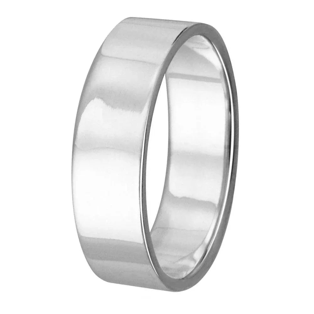 High Polished 925 Sterling Silver Plain Wedding Band Flat Ring - 5MM
