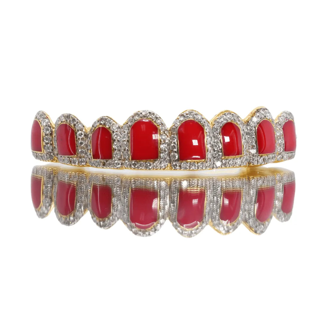 Red Enamel Diamond Grillz - Johnny Dang & Co
