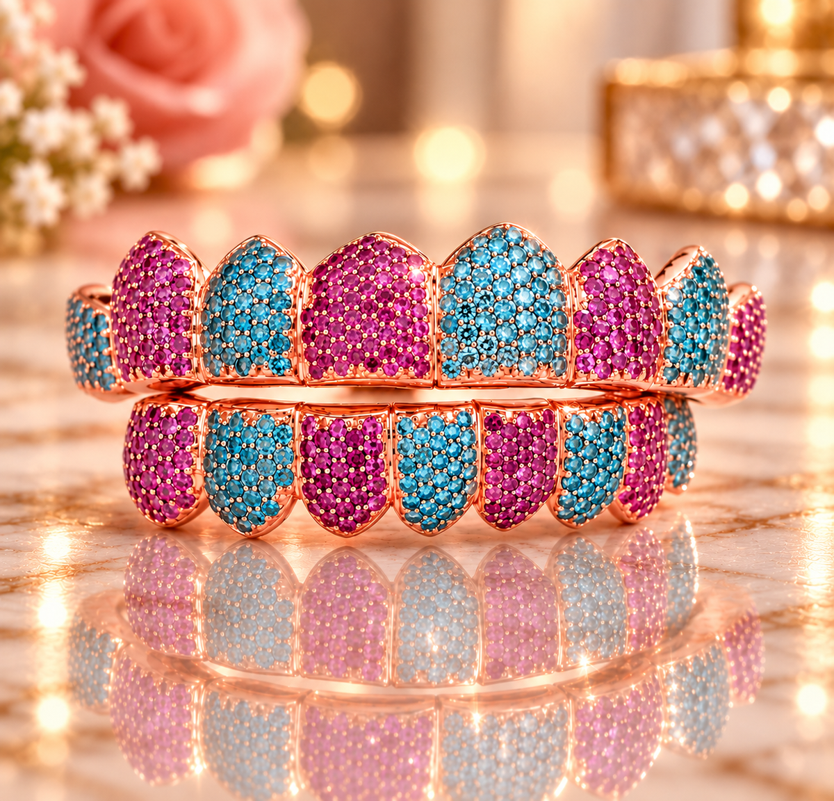 JDWR-054- Cotton Candy Honeycomb Diamond Grillz