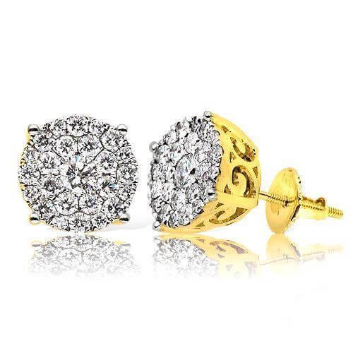JDTKCL1006Y- 14KY 1.60 CTTW DIAMOND CLUSTER EARRINGS - Johnny Dang & Co