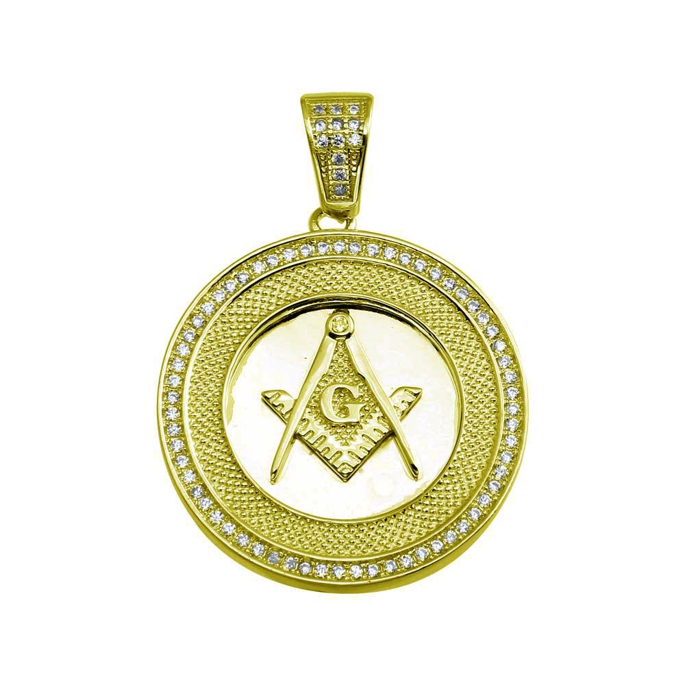 Gold Plated 925 Sterling Silver Masonic Sign Medallion Pendant