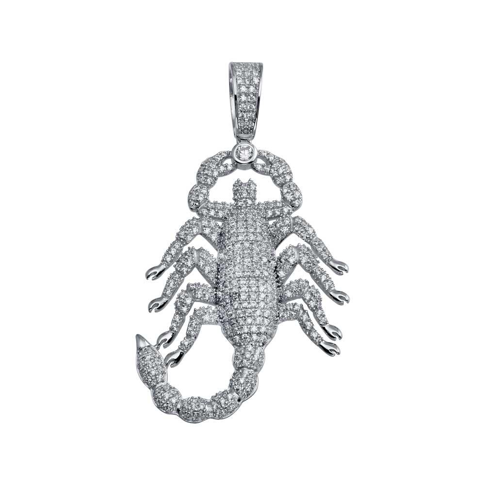 Rhodium Plated 925 Sterling Silver Scorpion Pendant