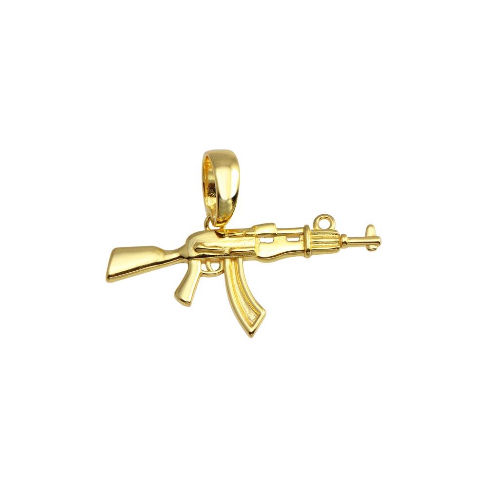 Gold Plated 925 Sterling Silver Gun Pendant