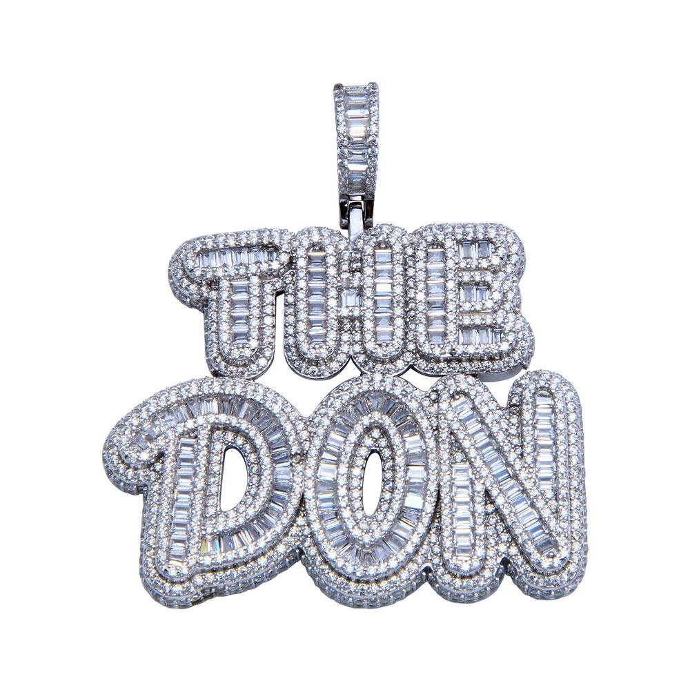 Rhodium Plated 925 Sterling Silver CZ THE DON Pendant