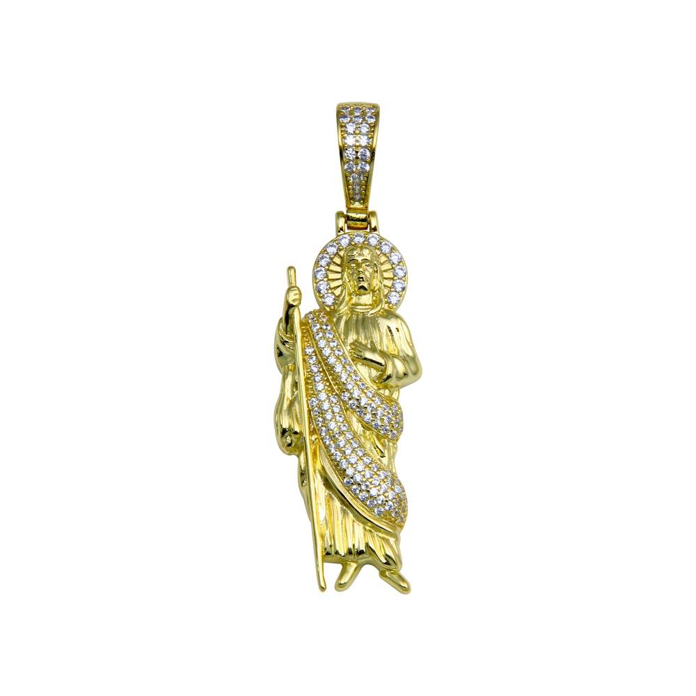 Gold Plated 925 Sterling Silver CZ St Jude Pendant