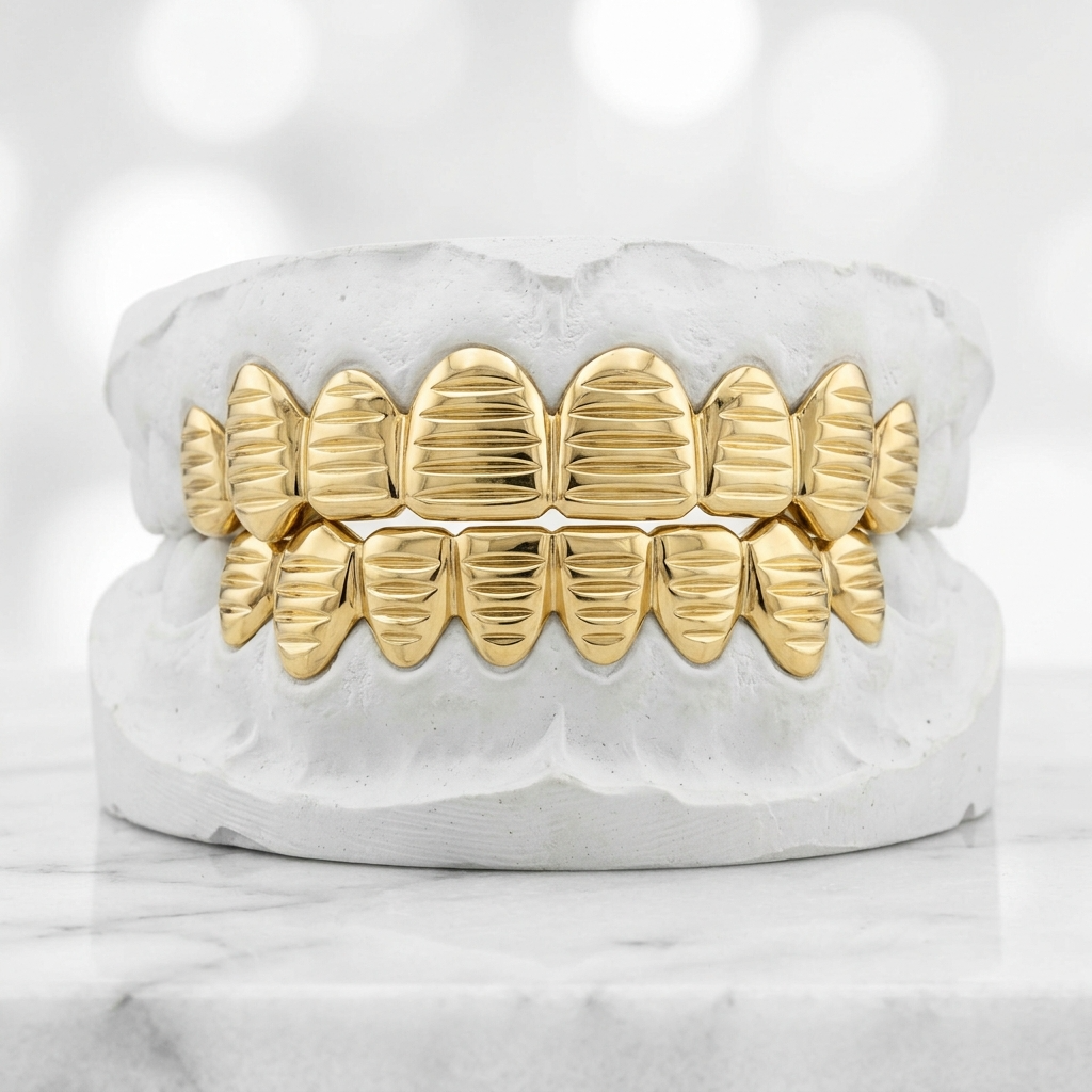 Solid Gold Grillz with Perm Cut