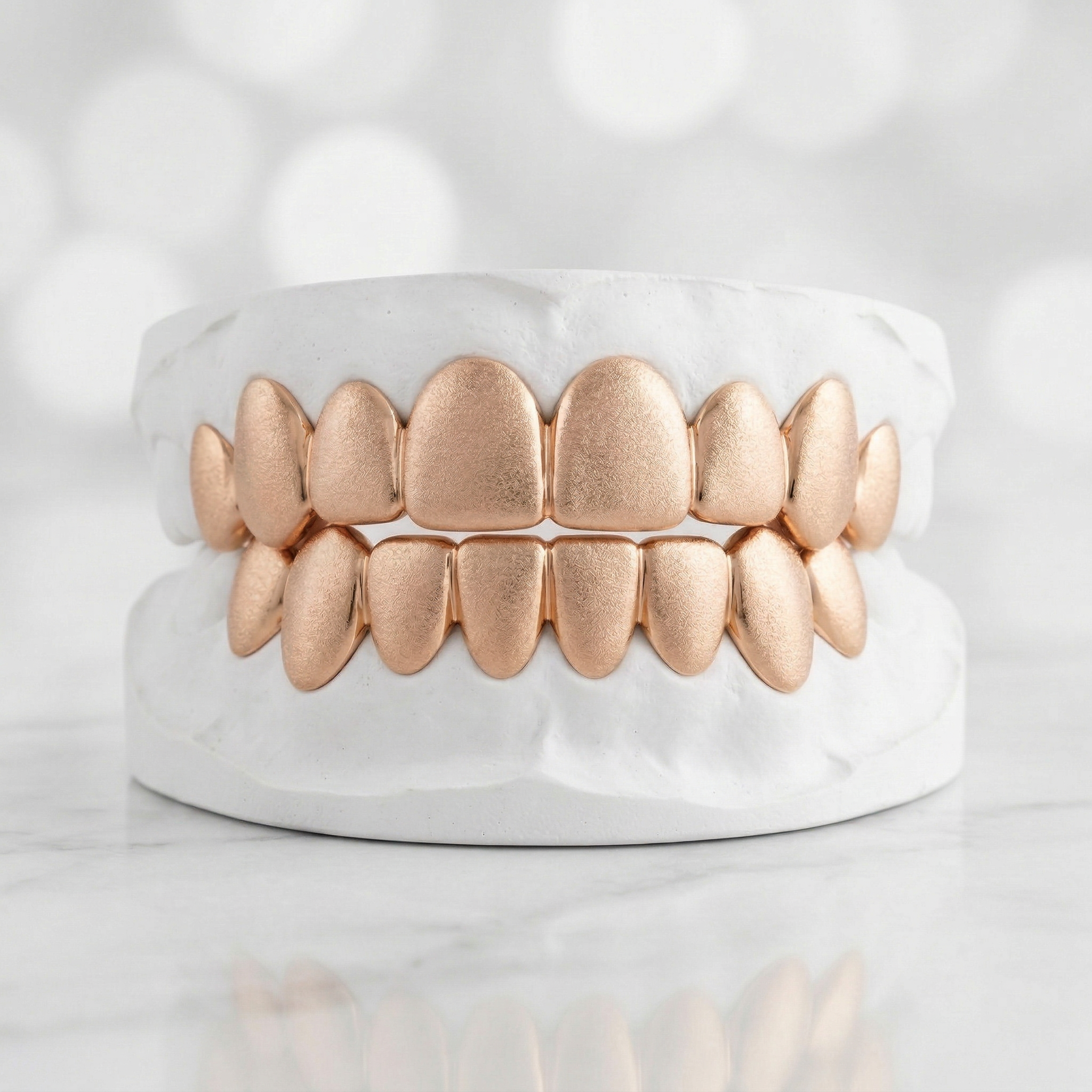 Solid Gold Grillz with Sand Finish