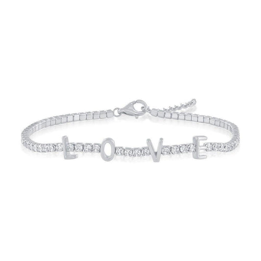 Sterling Silver, 'Love' Tennis, CZ Bracelet - Johnny Dang & Co