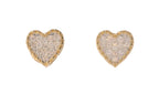 10K Yellow Gold Diamond Heart Earrings