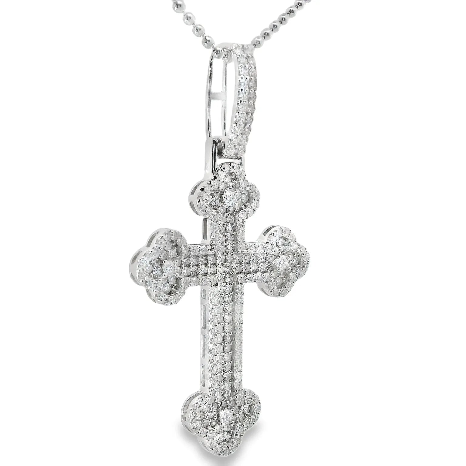 Clover Moissanite Cross Pendant