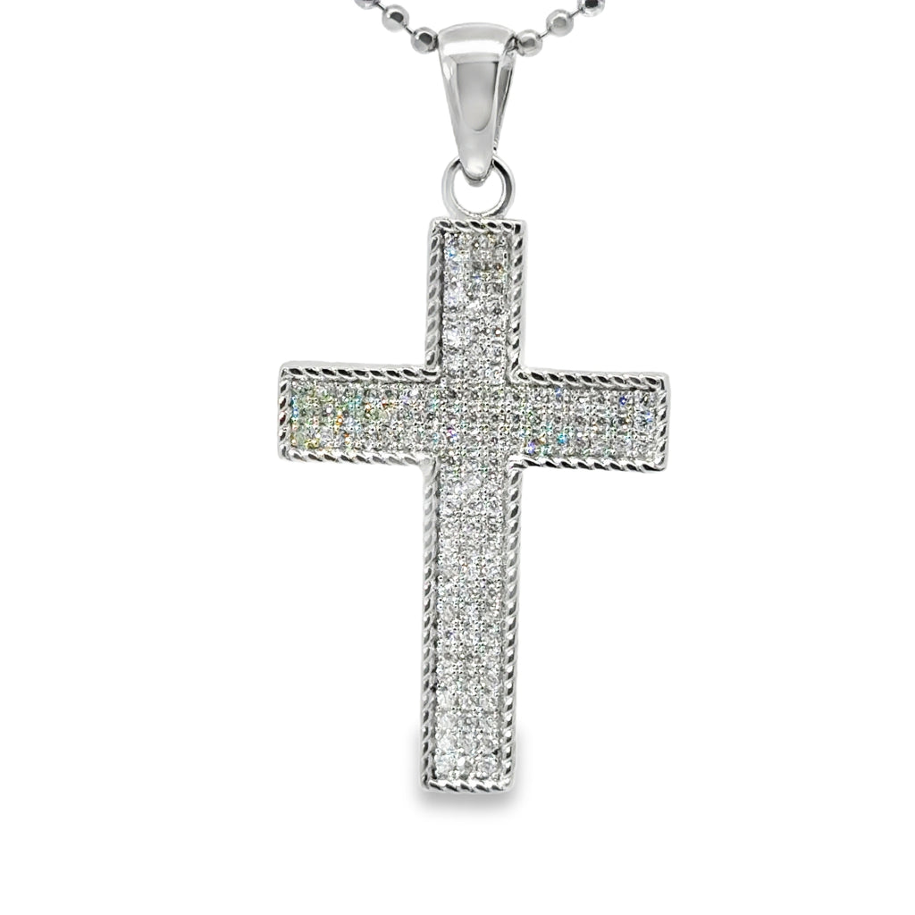 Classic Iced Out Cross Pendant 925 Silver