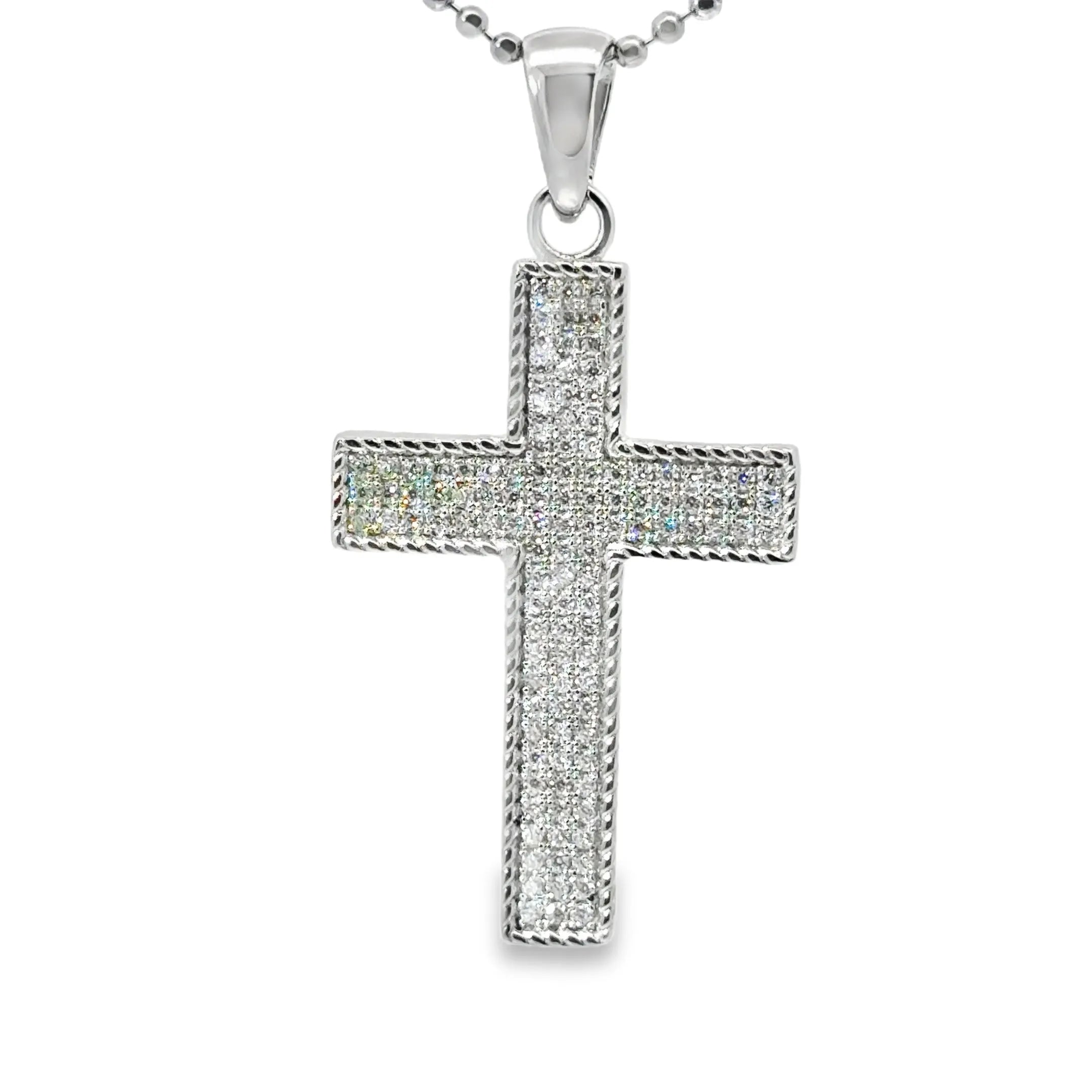 Classic Iced Out Cross Pendant 925 Silver