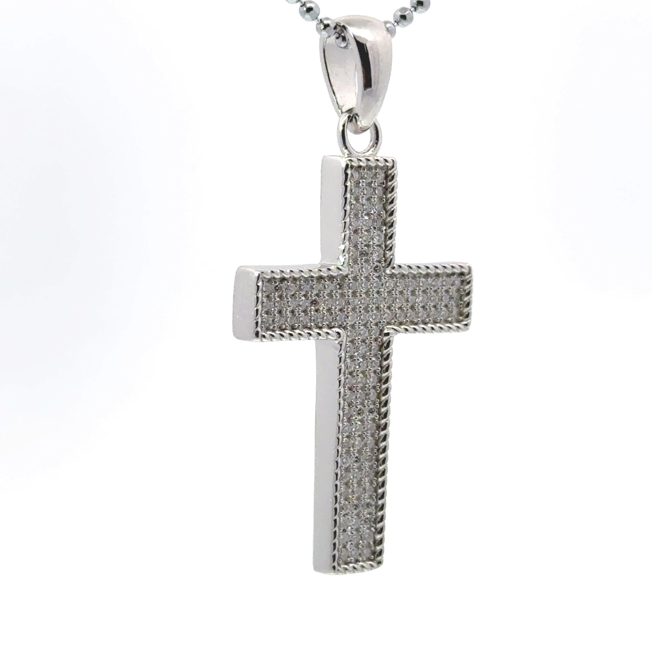 Classic Iced Out Cross Pendant 925 Silver