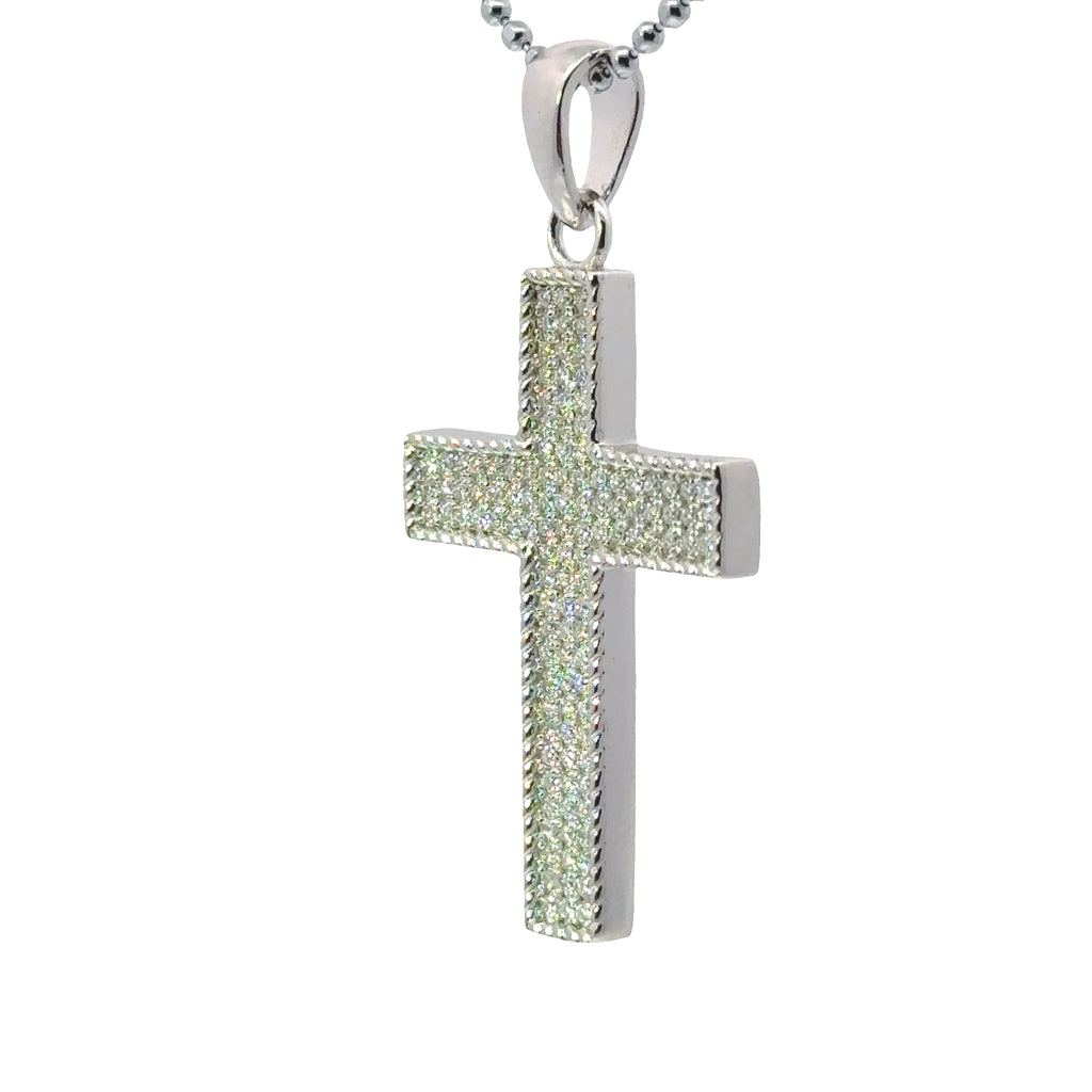 Classic Iced Out Cross Pendant 925 Silver