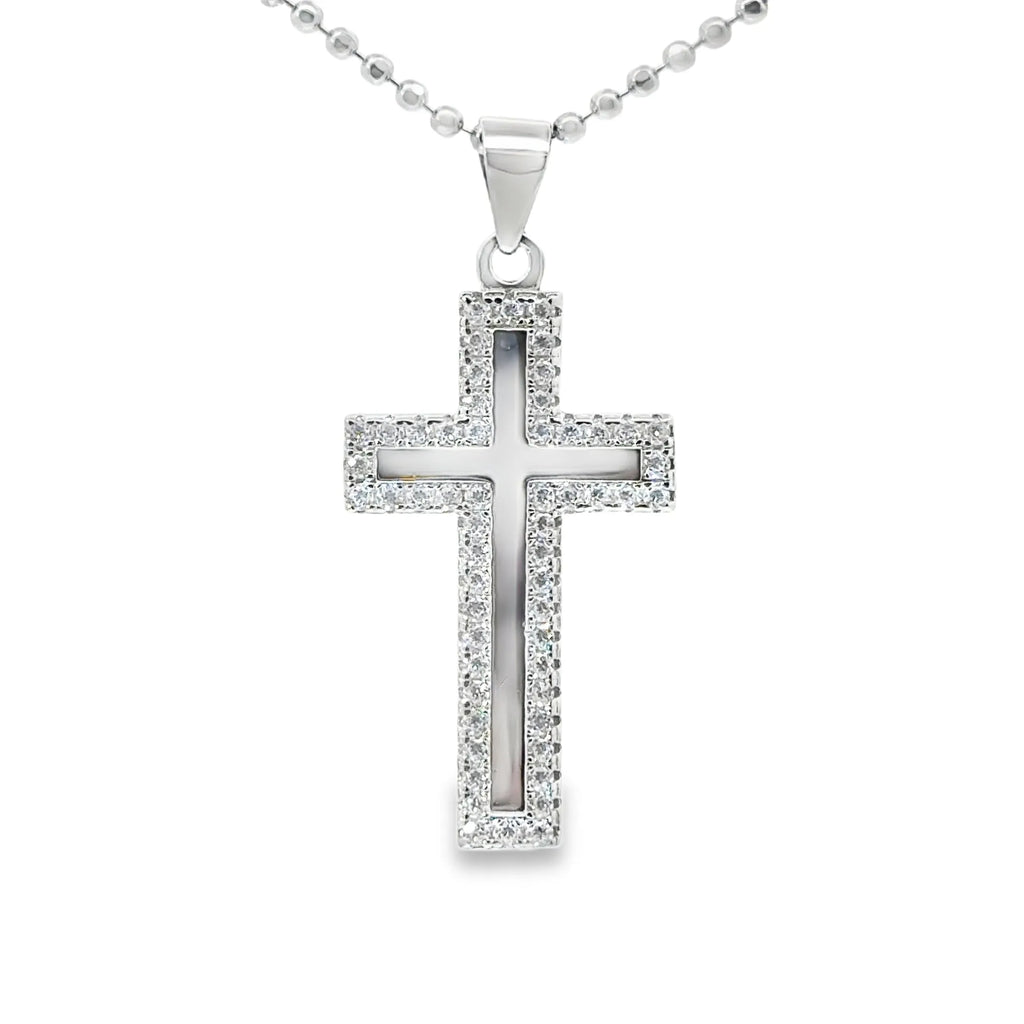 Silver Sleek Iced out Cross