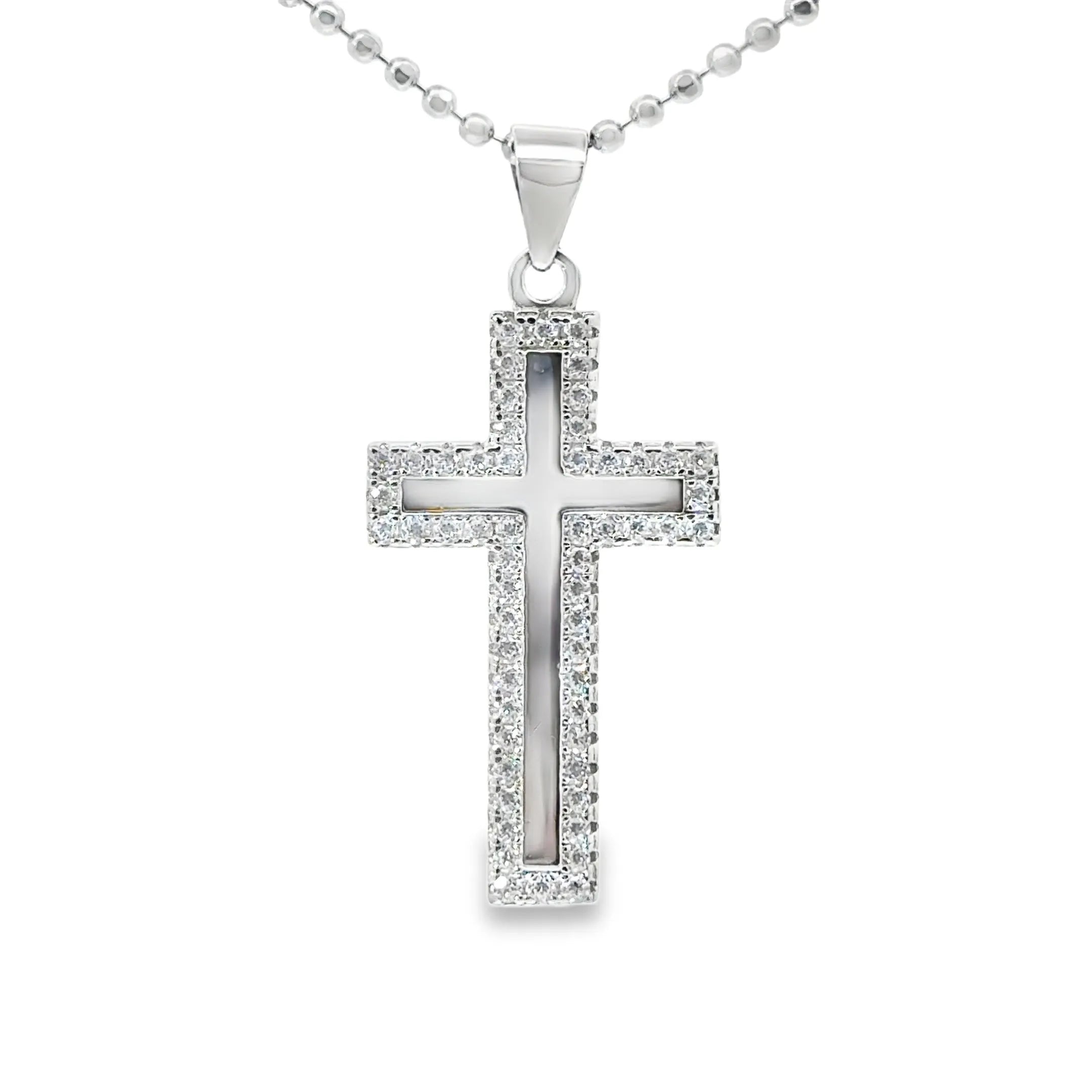Silver Sleek Iced out Cross