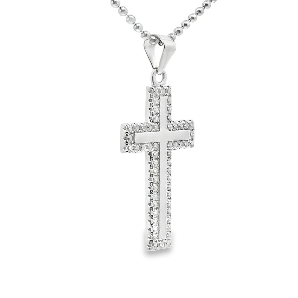 Silver Sleek Iced out Cross