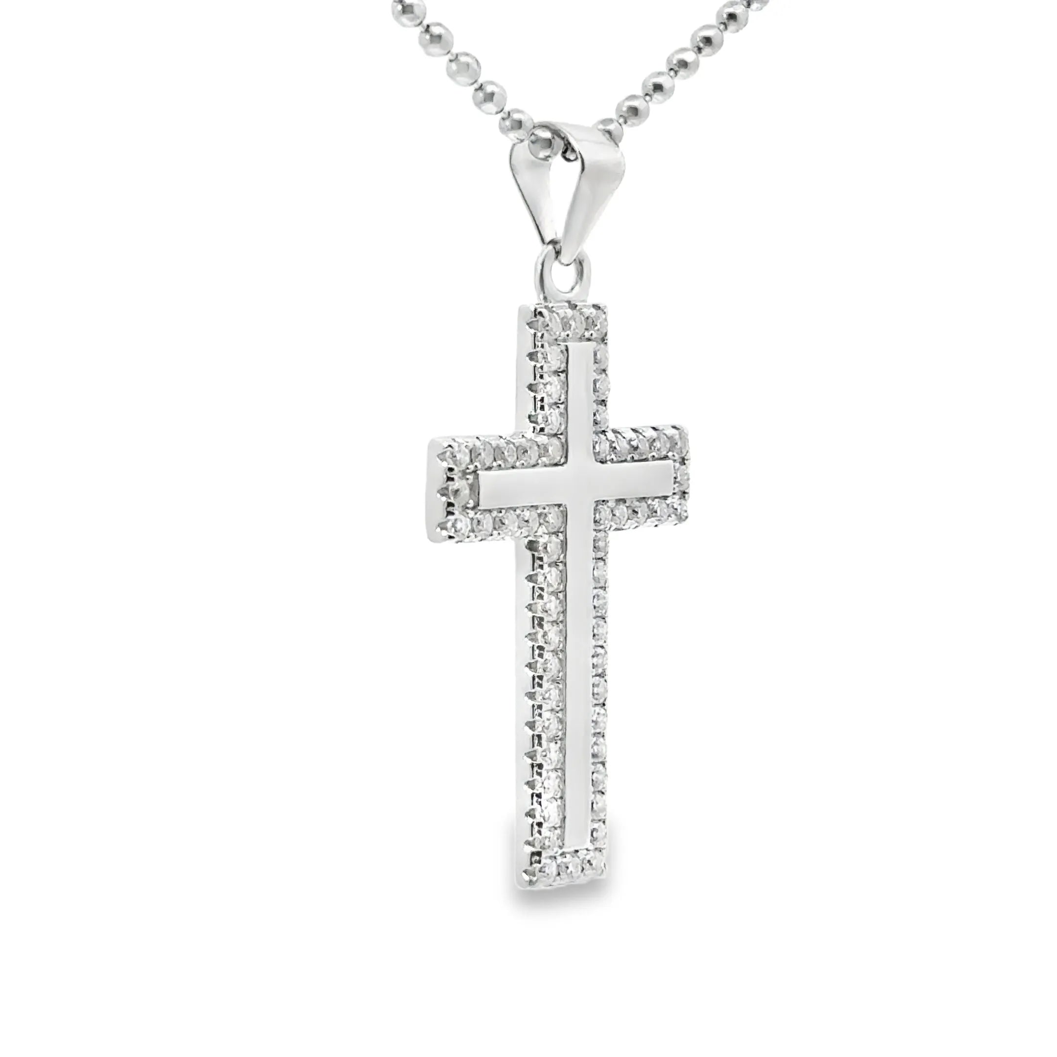 Silver Sleek Iced out Cross