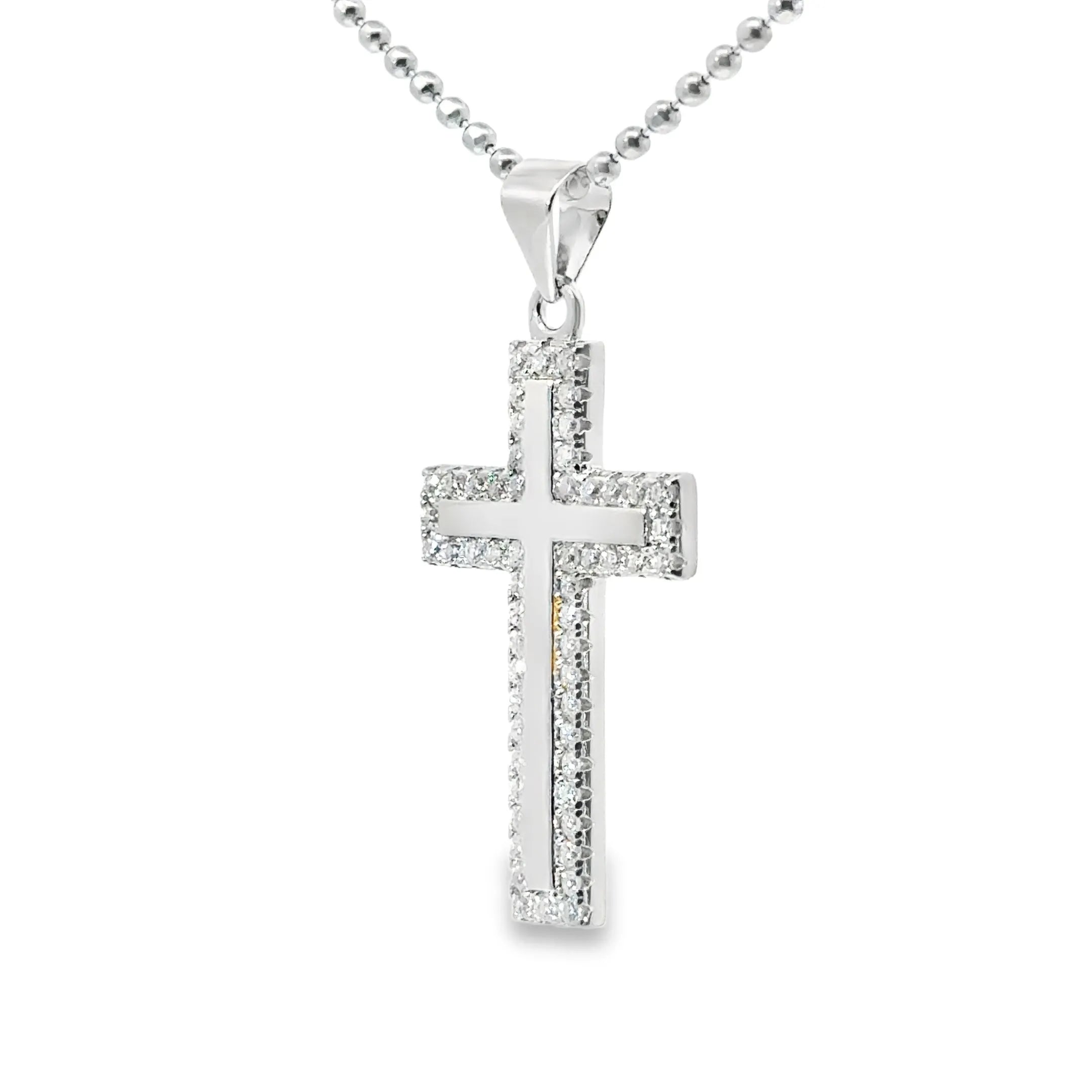 Silver Sleek Iced out Cross