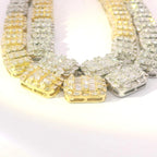10K Two Tone Baguette And Round Diamond Chain
