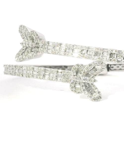 10K White Gold Diamond Butterfly Bangle
