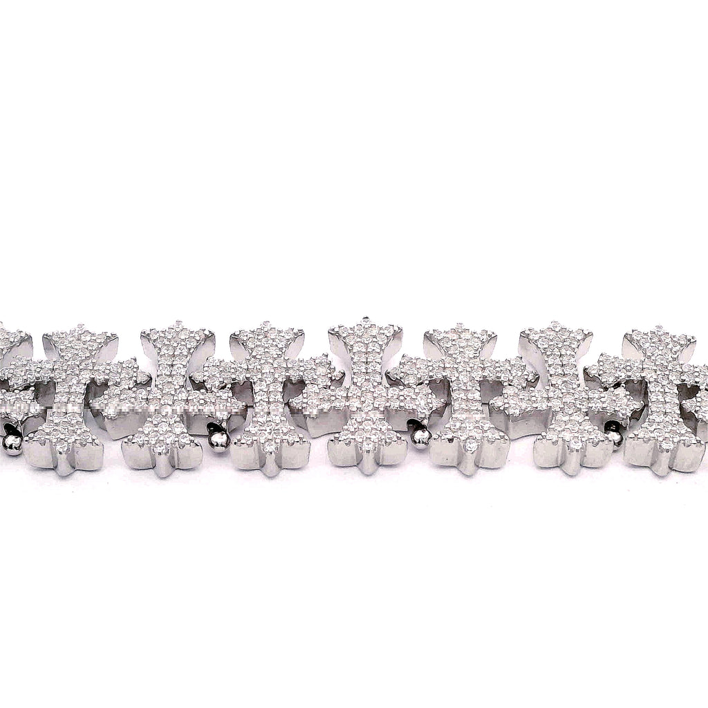 Silver CZ Cross Bracelet