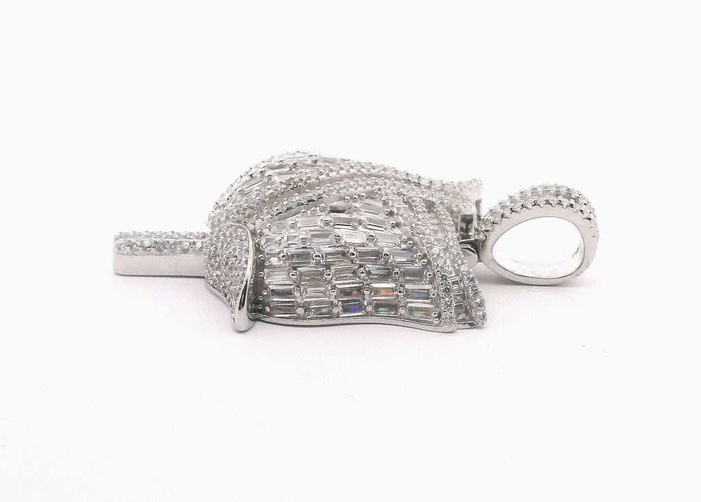 Silver CZ Rose Pendant