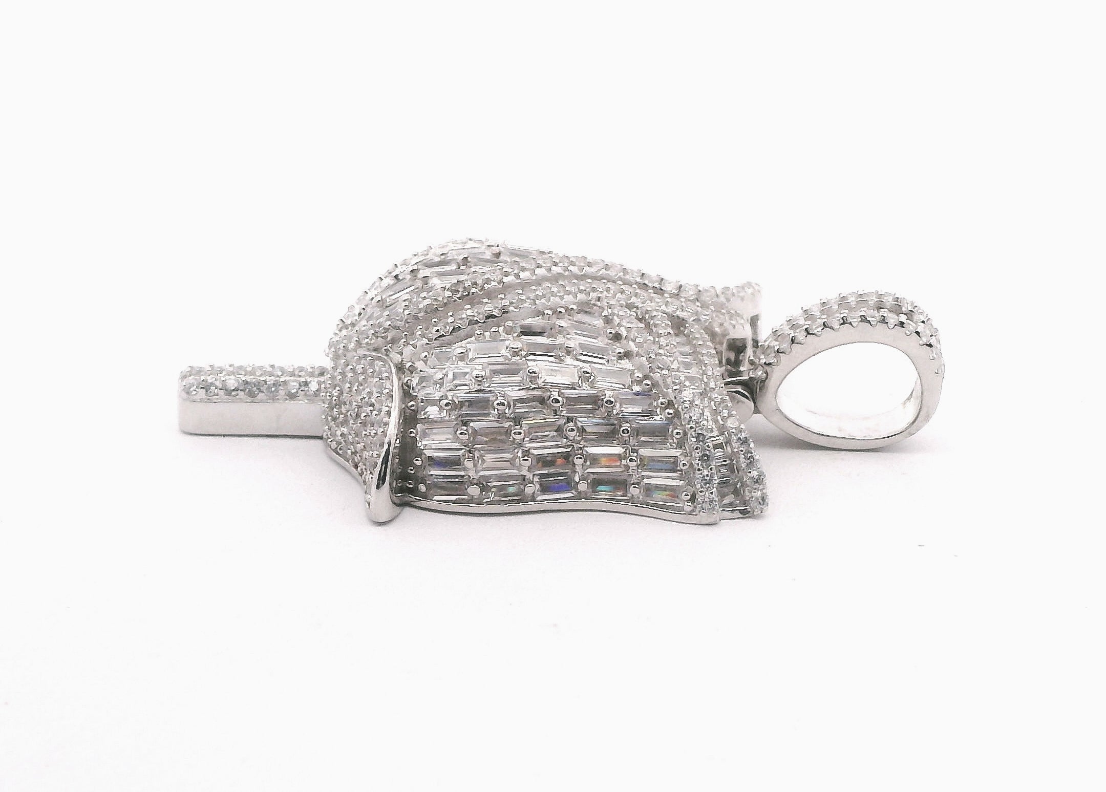 Silver CZ Rose Pendant