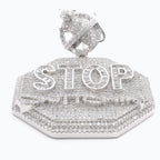 Silver and CZ Stop Snitching Pendant