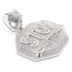 Silver and CZ Stop Snitching Pendant