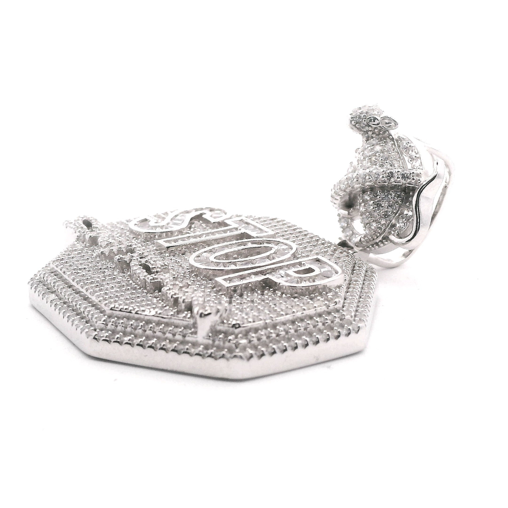 Silver and CZ Stop Snitching Pendant