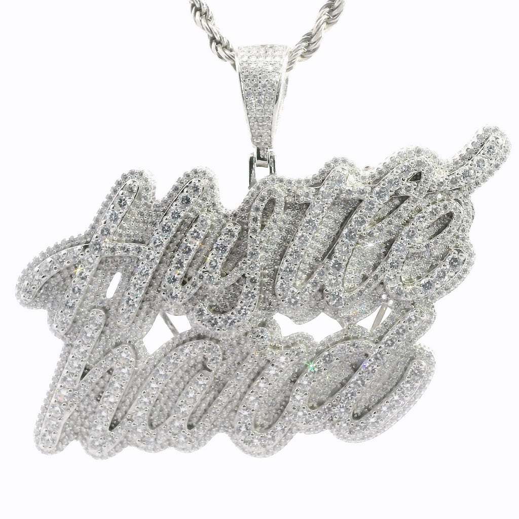 Silver & CZ Hustle Hard Pendant
