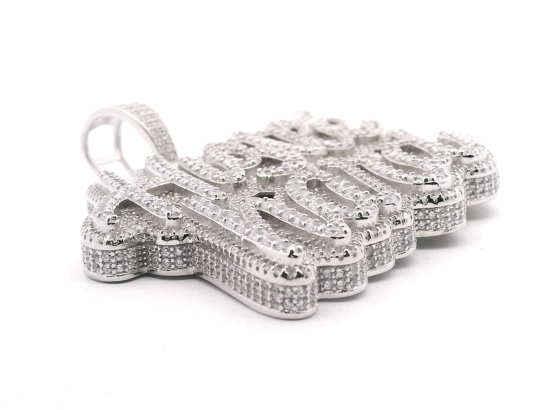 Silver & CZ Hustle Hard Pendant