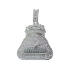 Silver and Moissanite Money Bag Pendant