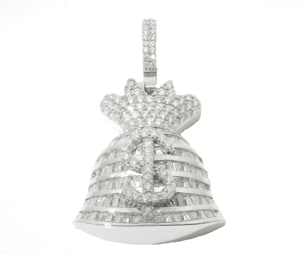 Silver and Moissanite Money Bag Pendant